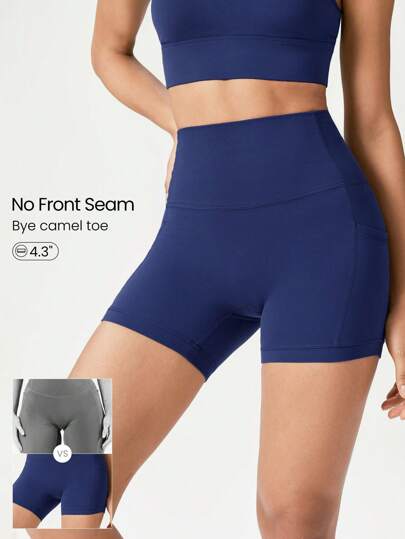 GLOWMODE 4.3" FeatherFit™ Anti-Slip Pocket Bike Shorts Non Front Seam Low Impact Cycling Running Gym Workout