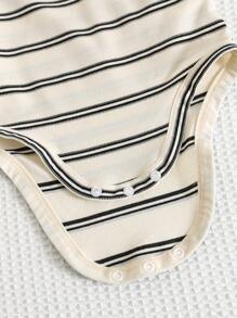 SHEIN Set de 4 bodys de manga corta con rayas elásticas y diseño lindo para bebé niño/niña, conjunto básico de body, primavera/verano - Multicolor - Ver 6