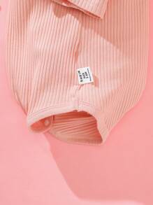 SHEIN 3pcs Newborn Cute Rabbit Ear Hat, Romper & Socks Set, Soft Knit Fabric, Suitable For 0-9 Months, Spring/Summer, Daily Wear, Easter, Birthday Photo Shoot, Outdoor Activities - Pink - View 9