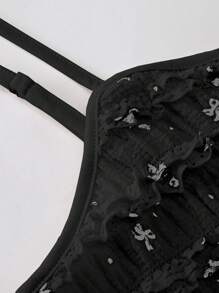 SHEIN Unity Plus Size Women Casual Random Bow Print Camisole Tank Top Graphic Tees Women Tops - Black - View 6