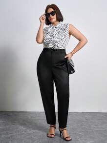 Chikora Pantalon taille haute à poche (sans ceinture)