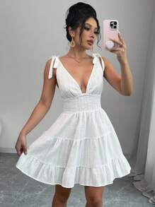 Chiquease Women A-Line Backless Embroidered Mini Dress, Fitted Silhouette