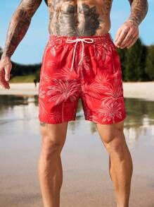 Manfinity Swimmode Men's Casual Beach Shorts, Minimalist And Fashion, Everyday Wear Men Swim Trunks - Red - View 8