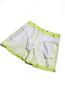 Surfspeed Men's Eyeglasses Print Drawstring Waist Beach Shorts - Green - View 3