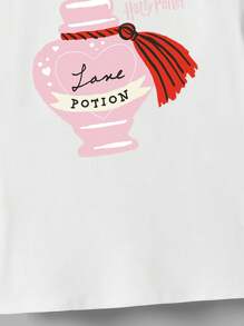 HARRY POTTER X SHEIN T-shirt à manches courtes col rond avec imprimé graphique pour préadolescentes