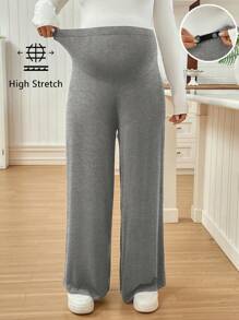 SHEIN Adjustable Waist Loose Maternity Pants - Grey - View 1