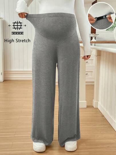 SHEIN 可调节腰部宽松孕妇裤