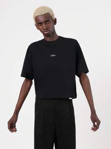 SUMWON Streetwear Oversized Cotton T-Shirt Urban Fashion Logo Back Print Athletic Casual Boxy Fit Crewneck Summer Spring Festival Tee - Black - View 2