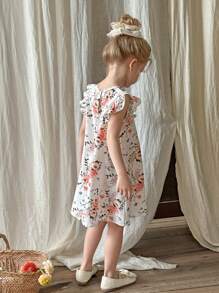 LMoss Kids LMoss Young Girl Ditsy Floral Fitted Round Neck Woven Dress