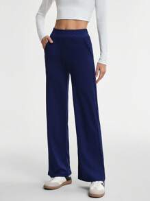 SHEIN Sports 女士纯色口袋设计休闲运动长裤，日常穿着