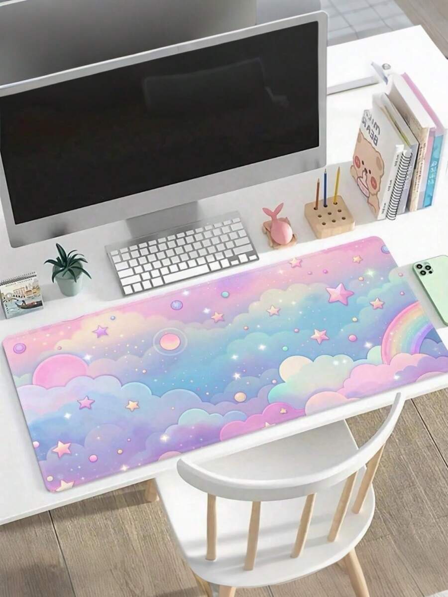 Alfombrilla de ratón con diseño de Nubes de Caramelo, Alfombrilla de escritorio grande, Alfombrilla para teclado, Borde con cierre antideslizante, Aumentada y engrosada, Operación de juego precisa, Alfombrilla de escritorio para juegos en el hogar, de vuelta al colegio