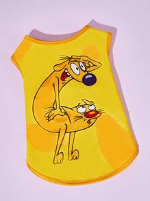 Nick 90s X SHEIN 90s Fashionable Cartoon Dog Print Pet Tank Top, For Cats And Dogs, Available In Sizes XXS-XXXXXL, From Extra Small To Extra Large