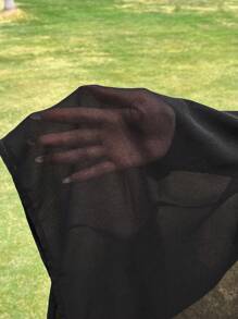 SHEIN EZwear 女士加大码半透明雪纺长裙，带侧开衩下摆