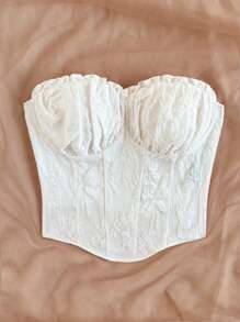 SHEIN WYWH Crop top senza maniche con vita stretta, texture e balza sul fondo, per donna taglia comoda, adatto per festa, date, San Valentino, pomeriggio con tè, spiaggia, crociera, vacanze, Pasqua, Carnevale, Capodanno cinese, gite in auto