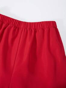 SHEIN Explorewe Tween Girls Open Shoulder Seam Detail Top And Cargo Pants 2 Pieces Set - Multicolor - View 5