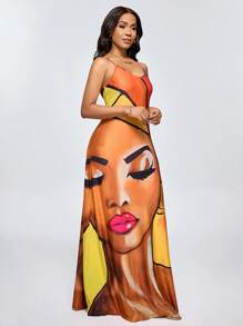 Lyxana Women Printed Casual Vacation Style Spaghetti Strap Dress For Spring And Summer Maxi Women Outfit