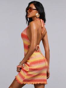 Athîral 女士渐变色时尚无袖挂脖休闲针织连衣裙 - 彩色 - 查看 2