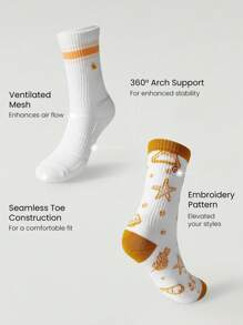 GLOWMODE X Nature Dream Bali 2 Pairs Soft Comfy Embroidery Seamless Toe Construction Socks Daily Casual Vacation Holiday Wear - Multicolor - View 3