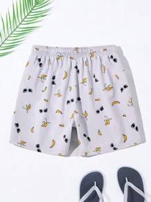 Surfspeed Men's Tie Front All Over Print Pockets Beach Shorts, Casual Vacation - Light Grey - View 2