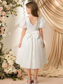 SHEIN Tween Girl 优雅奢华宫廷花朵与蝴蝶结公主裙