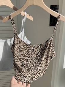 4 piezas Parte superior tipo camiseta de mujer con estampado de rayas, estampado de leopardo y sólido para verano y playa - Multicolor - Ver 6