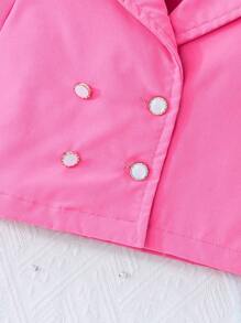 2pcs/Set Girls Elegant Office Style Short Sleeve Jacket And Cami Dress For Summer