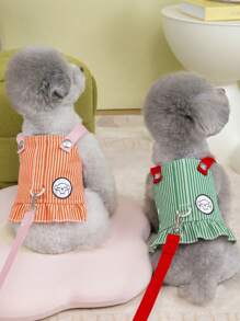 PETSIN Váy liền quần mùa hè thêu họa tiết sọc nhẹ thoáng khí dễ thương màu cam cho chó, thích hợp sử dụng ngoài trời, quần áo cho thú cưng - trái cam - Xem 6