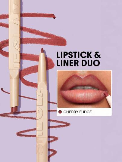 Glam 101 Duo Rouge à LèVres & Crayon-Crayon à LèVres Mat 2 En 1 à Double Embout Cherry Fudge Hautement Pigmenté Longue Tenue Lisse Facile à Porter Maquillage Pour Les LèVres NoëL Hiver Rose Marron Rosa Crayon à LèVres Rouge Marque Beauté Visage Maquillage CosméTique Pour Femmes Filles Parfait Pour Hiver IdéAl Pour Y2K ÉLéGant Mode Adapté Pour Anniversaire Xmas Cadeau FêTe PrêT Meilleure Couleur