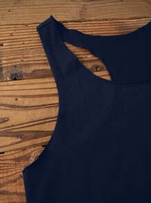 SHEIN LUNE Casual Solid Color Versatile Women Tank Top, Suitable For Summer,Casual - Navy Blue - View 5