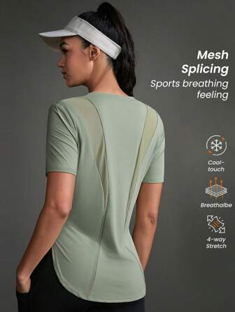 Powerista Women's Solid Color Simple Daily Short Sleeve Sport T-Shirt & Tank Top Gym Shirts