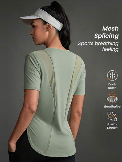 Powerista Women's Solid Color Simple Daily Short Sleeve Sport T-Shirt & Tank Top Gym Shirts