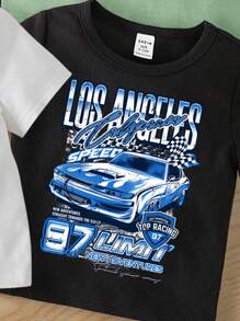 SHEIN Leap Crew 男婴休闲简约短袖圆领上衣，适合夏季 - 彩色 - 查看 6