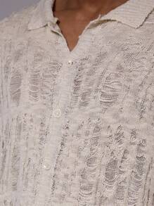 Musero Cárdigan ancho con botones y tejido de punto distressed/desgastado