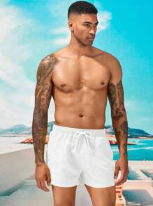 ZELFYO Men's Casual Vacation Drawstring Waist Beach Shorts,Hawaiian - White - View 5