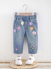 Cozy Pixies Spodnie chłopięce 3D Floral Elastic Waist Casual, uniwersalne i wygodne