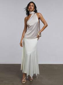 Athîral 女士无袖纯色斜肩简约时尚背心适合夏季