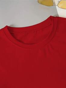 INAWLY Women's Red Butterfly Print Casual Comfy Crew Neck T-Shirt, Versatile For Summer - Red - View 3