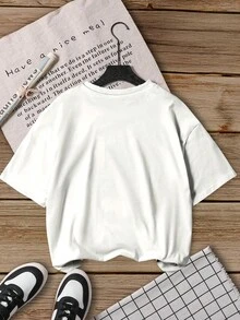 Young Boy Ramadan Graphic Print Casual Short Sleeve T-Shirt - White - View 2