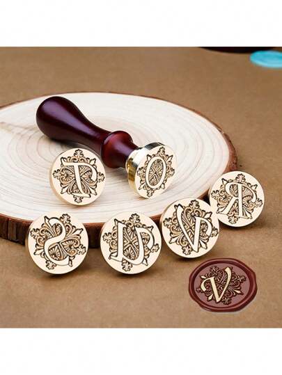 SHEIN 1 A-Z Letter Wax Sealed Stamp With Various Classic Letters, Brass Head, Gratitude Card/Envelope/Gift Packaging/Wedding Engagement Party Invitation Letter, DIY Manual (26 Stamps) Stamp Head Back To School