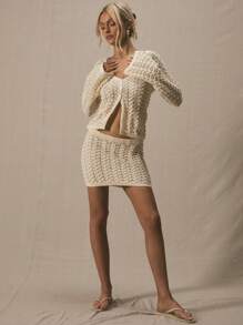 MUSERA Low Rise Crochet Mini Skirt Only Spring Summer Cute Vacation New Years Fall Autumn Winter Bridal Bachelorette Hen Do Wedding Holiday - White - View 1