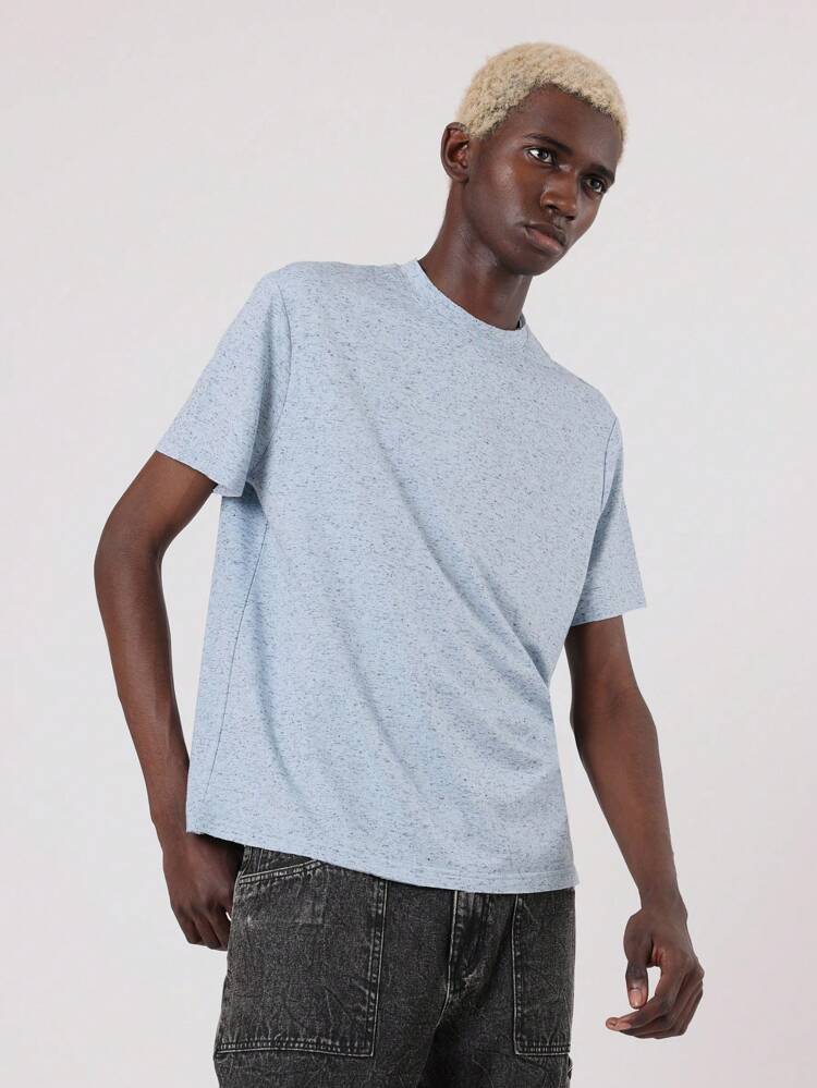 Premium Slim Fit Raw Hem Speckled Jersey T-Shirt