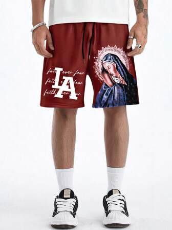 Goth Pantalones cortos casuales con decoración de cruz para hombres, para uso diario