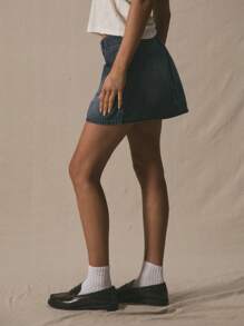 MUSERA Low Rise Striped Pocket Front Detail Double Button Denim Mini Skirt Spring Summer Cute Vacation Casual 90's Y2k  Chic - Medium Wash - View 3