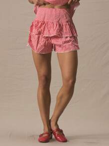 MUSERA Low Rise Two Tier Ruffle Lace Trim Skort  Summer Cute Vacation 90's Y2k
