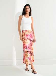 Maija Yellow,Autumn,Elegant,Brunch,Holiday 2025 Summer New Arrival Ditsy Floral Fishtail Bodycon Party Cocktail Wedding Guest Graduate Music Festival Skirt - Yellow - View 5