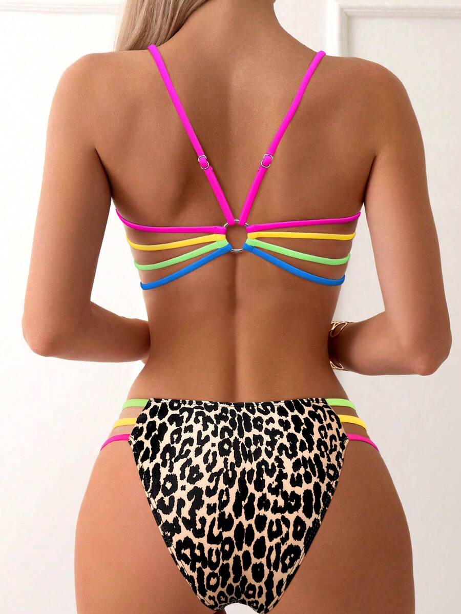 Swim SXY 2pcs/Set Women Leopard Print Bikini Set For Vacation & Beach For Summer - Multicolor - View 1