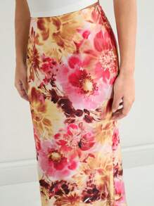 Maija Yellow,Autumn,Elegant,Brunch,Holiday 2025 Summer New Arrival Ditsy Floral Fishtail Bodycon Party Cocktail Wedding Guest Graduate Music Festival Skirt - Yellow - View 4