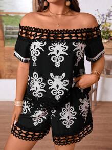 SHEIN Clasi Plus Size 2pcs/Set St. Patrick's Day Rave Outfits, Festival Spring Break Boho Outfits For Women - Multicolor - View 5