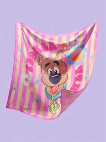 SCOOBY-DOO X SHEIN 1pc Pink Striped Cartoon Dog Print Square Scarf - Pink - View 4