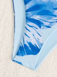 Swim Mod 1pc Women Floral Print Bikini Bottom For Summer Beach Vacation - Blue - View 6